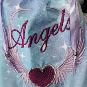 Deluxe Tarot Karten Beutel Tasche, gefütterter Beutel, handgefertigte - Stickerei - Engel-Flügel-Herz - tibetische Silberperlen - Neues Design