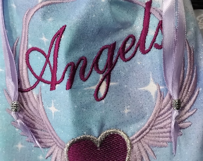 Deluxe Tarot cards pouch Bag, lined pouch, handmade -Embroidery- Angels-Wings-Heart -Tibetan Silver Beads- New Design