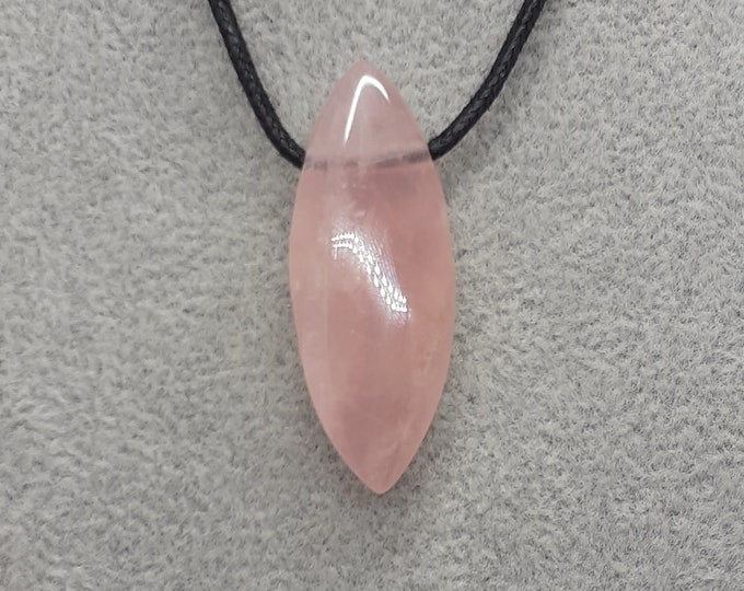 Rose Quartz "A" Grade- Marquise Pendant- Black Cord-stone of universal love- Gift Box