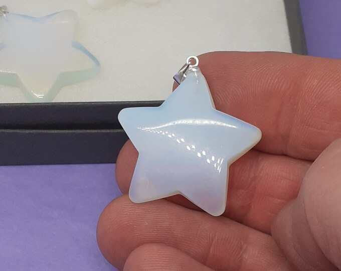 Opalite- Star -Pendant- Black Cord -Protection- Gift-Yourself- Friends-Family-Loved One-Gift Box