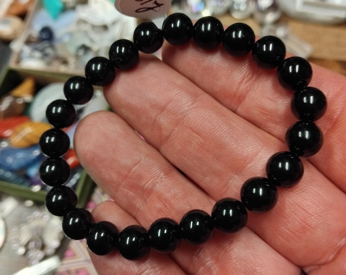 Black Tourmaline AAA Grade-Bracelet- 8 mm-Beads-Handmade-Protection-Grounding-Gift-Yourself-Friends-Family-Loved One