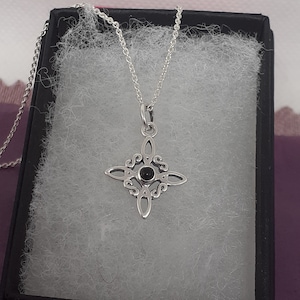 Witches Knot -SMALL Charm-Pendant Sterling Silver 925 -Black Obsidian New &quot;Goddess Collection&quot;- Gift- Yourself- Friends- Family-Loved One