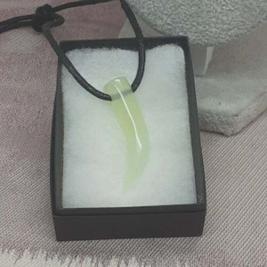 New Jade Horn 41 mm long 10 mm thick -Pendant - Pendant- Black Cord - Gift-Yourself- Friends-Family-Loved One-Gift Box