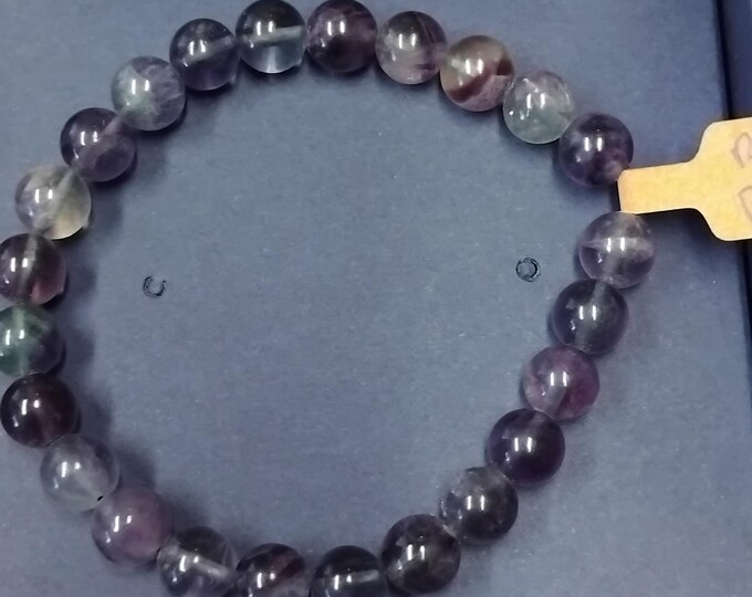 Fluorite-Bracelet- Beads-Handmade-Healing-Gift-Yourself-Friends-Family-Loved One