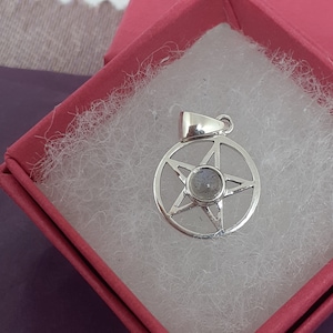 Labradorite -Pendant Sterling Silver 925 Small Pendant Pentagram &quot;Goddess Collection&quot; - 14 mm- Gift