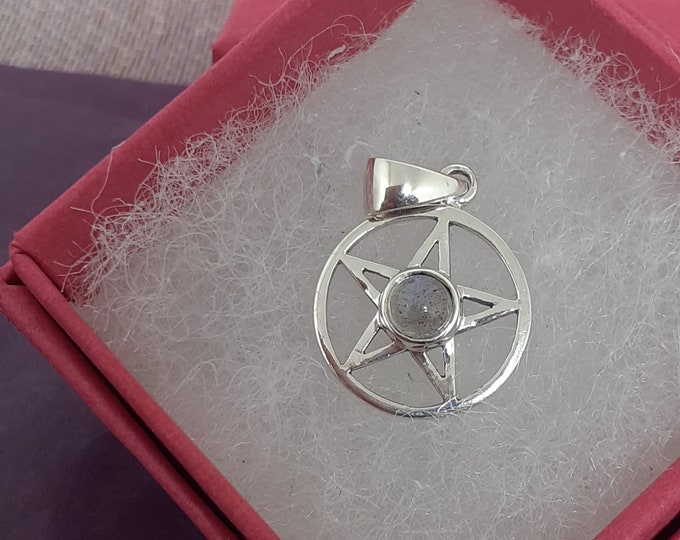 Labradorite -Pendant Sterling Silver 925 Small Pendant Pentagram "Goddess Collection" - 14 mm- Gift