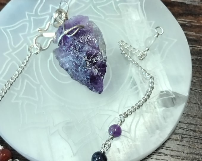 Pendulum- Handmade- Amethyst Arrowhead- Chakra Chain- Gift Box- Friends- Family-Loved One