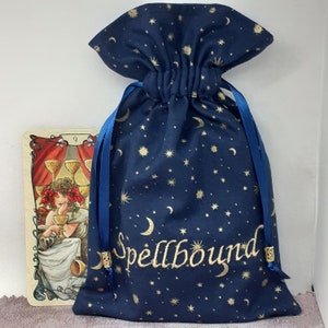 Deluxe Tarot Karten Beutel Tasche, gefütterter Beutel, handgefertigt -Stickerei- Spellbound -Tibetanische Silberperlen- Neues Design