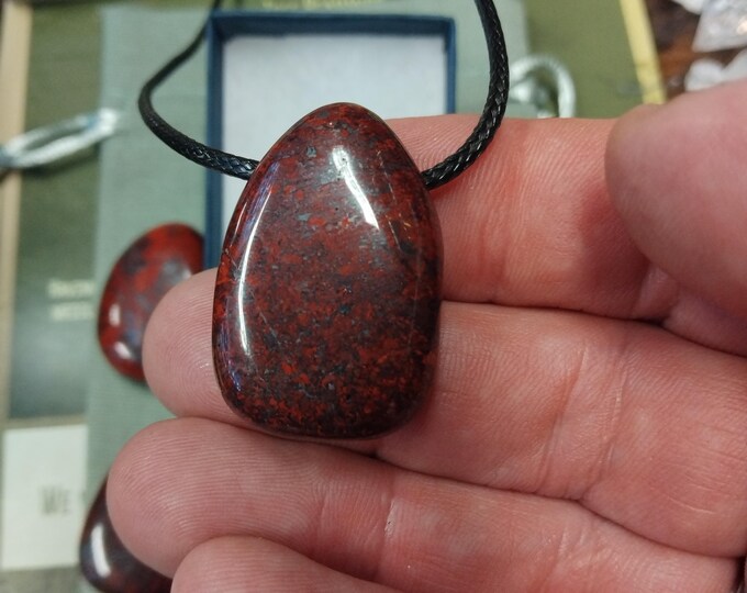 Brecciated Jasper Pendant- Black Cord- Gift Box- Gift-Yourself- Friends-Family-Loved One-Gift Box