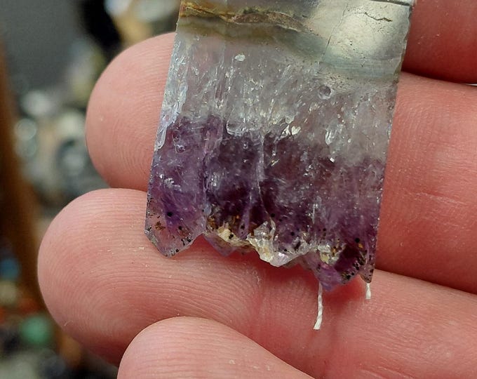 Amethyst Slice-Silver Plated- Pendant: Black Cord Amulet