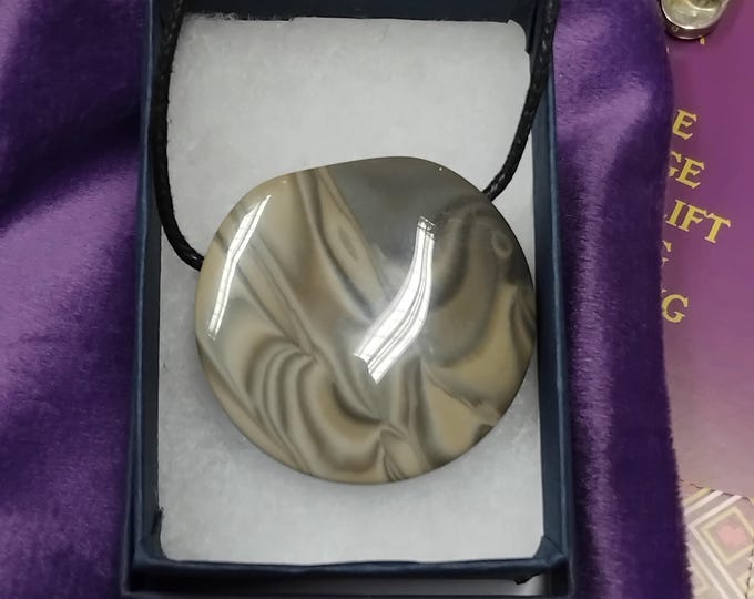 Flint- Round Pendant-40 mm- Black Cord -Gift-Yourself- Friends-Family-Loved One