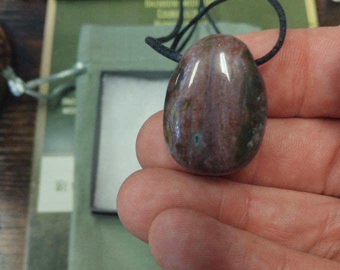 Ocean Jasper- Pendant- Black Cord - Gift-Yourself- Friends-Family-Loved One-Gift Box