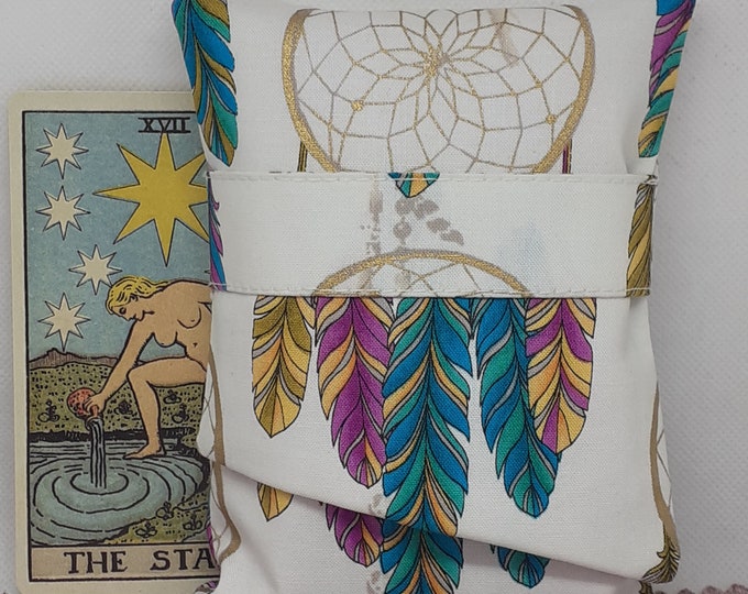 Dreamcatcher-Deluxe Pocket Style Tarot Cards cards pouch Bag, lined pouch, handmade- New Design