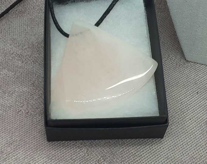 Rose Quartz-50 mm -Art Deco- Pendant - Pendant- Black Cord - Gift-Yourself- Friends-Family-Loved One-Gift Box