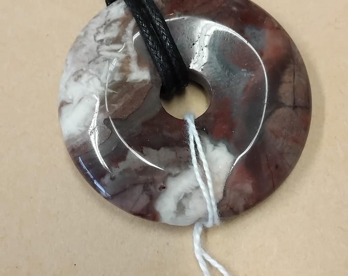Donut Agate (Lace), 50 mm Donut Black Cord -Gift for Yourself- Friend-Loved One-Gift Box