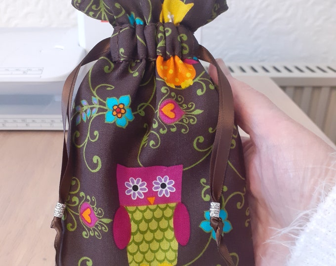 Deluxe  Mini Style Tarot Cards cards pouch Bag, lined pouch, handmade-Owls- New Design