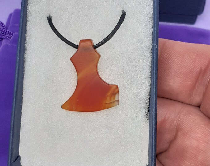 Carnelian Axe - Black Cord- Gift Box- Gift-Yourself- Friends-Family-Loved One-Gift Box