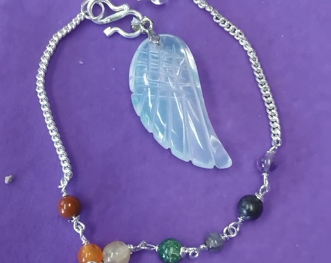 Pendulum- Handmade- Opalite Angel Wing- Chakra Chain- Gift Box- Friends- Family-Loved One