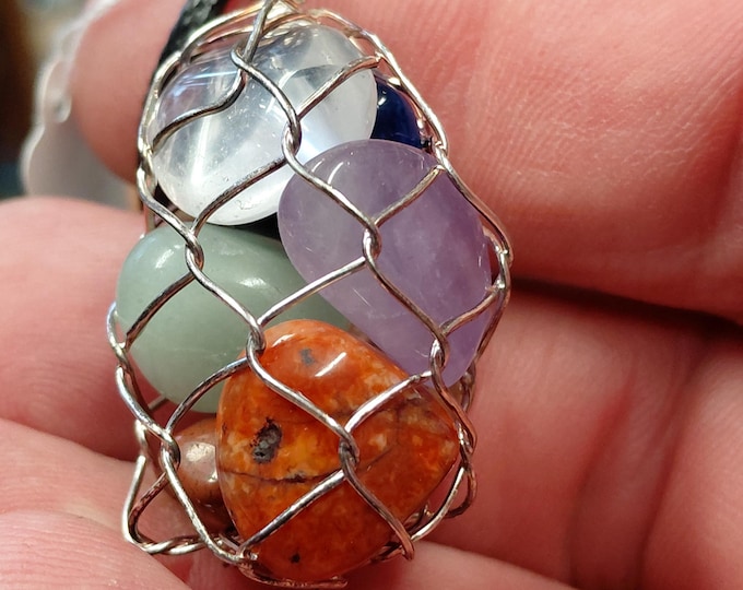 Chakra-Silver Plated- Pendant: Black Cord Amulet