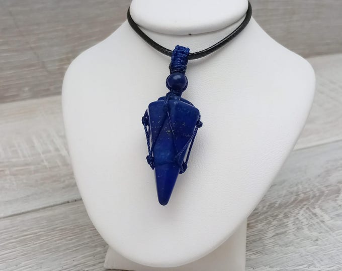 Lapis Lazuli Pendulum - Pendant- Black Cord- Perfect gift for yourself- a friend or a Loved one