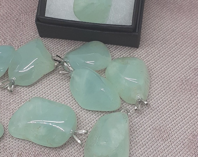 Prehnite- V Bail -Pendant- Black Cord-stone of universal love- Gift Box