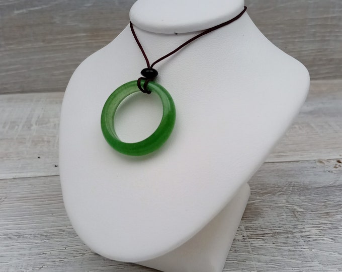 Green Aventurine Ring Pendant- Cord - Gift-Yourself- Friends-Family-Loved One-Gift Box