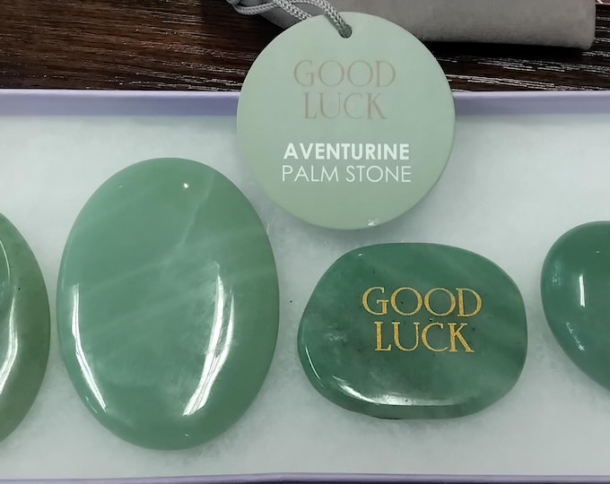 Aventurine- Gift Set-Boxed-Good Luck-Stone of Opportunity-Heart-Palmstone-Thumbstone-Good Luck Stone