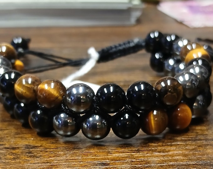 Tigers Eye- Hematite-Black Onyx-Bracelet-Handmade-Gift-Yourself-Friends-Family-Loved One