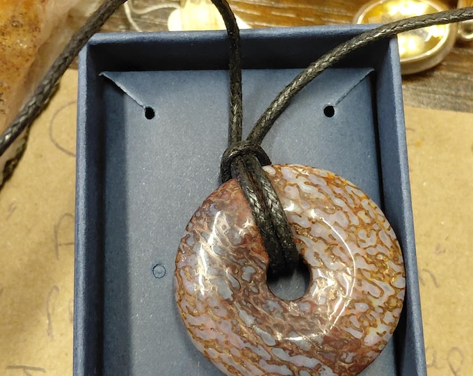 Dinosaur Donut -30 mm- Black Cotton Wax Cord Pendant