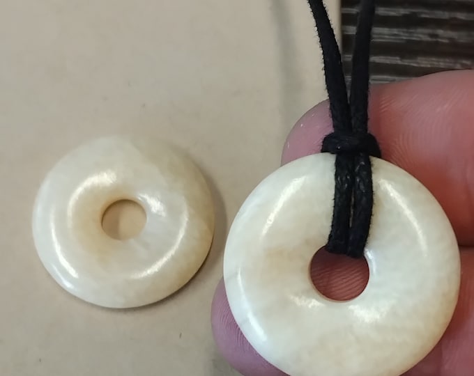 Yellow Aventurine-30 mm- Donut Pendant- Black Cord- Perfect gift for yourself- a friend or a Loved one