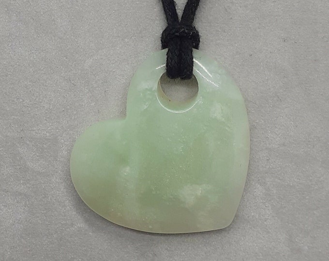New Jade -Heart- Large 50 mm- Pendant Black Cord-Gift-Yourself- Friends-Family-Loved One- Gift Box