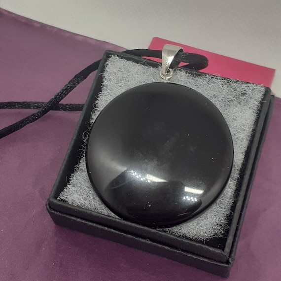 Ciondolo A Forma Di Ciambella In Ossidiana Nera: Collana Con Pietre Preziose Per La Messa A Terra, 40 Mm - Italia - Foto 3