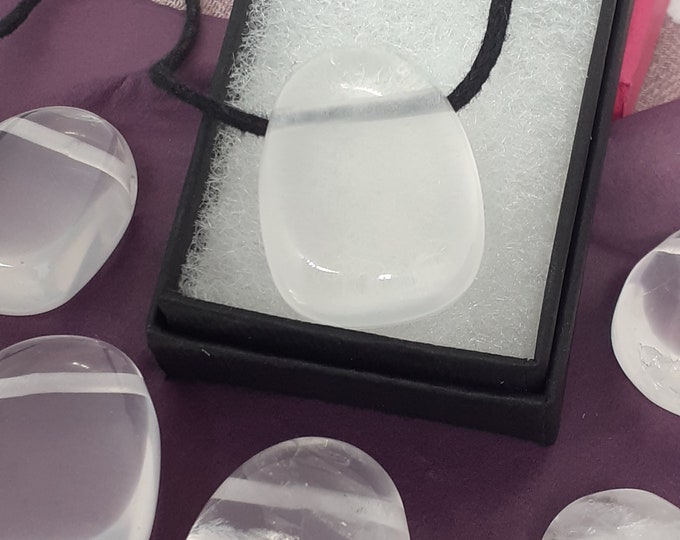 Girasol Quartz-Tumbled-Pendant- Black Cord - Gift-Yourself- Friends-Family-Loved One-Gift Box
