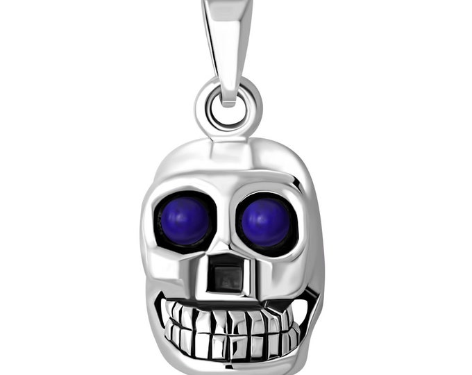 Lapis Lazuli Cabochon Skull Pendant- Sterling Silver 925 - New "Goddess Collection"- Lovely Gift- Yourself- Friends- Family-Loved One