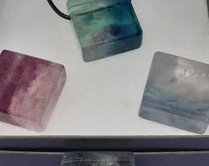 Rainbow Fluorite Pendant- " A" Grade Black Cord-cleanses and stabilises the aura- Perfect gift for yourself- a friend or a Loved one