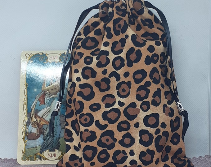 Tarot Cards cards pouch Bag,Leopard print- lined pouch, handmade- New Design