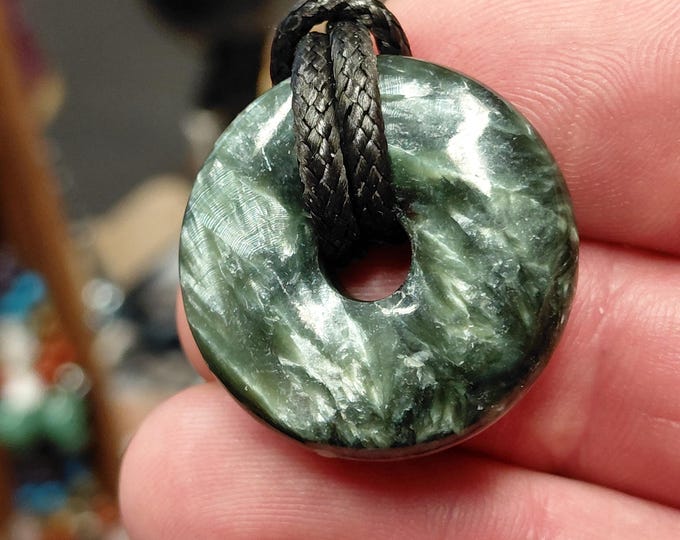 Serafinite 28-32 mm Donut Pendant with Black Cord