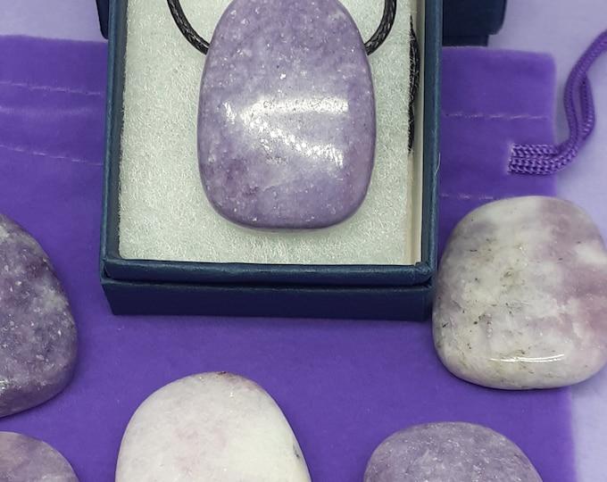 Lepidolite - Pendant- Black Cord - Gift-Yourself- Friends-Family-Loved One-Gift Box