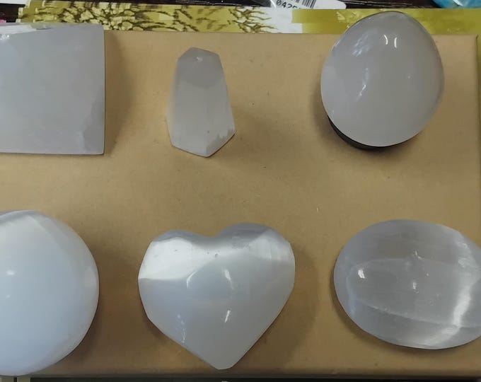 Selenite-Assorted Shapes-SET of 6-Gift-Yourself-Friends-Family-Loved One