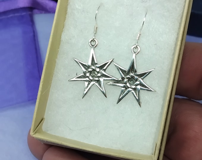 Fairie 7 Pointed Star Earrings- Sterling Silver 925 - New "Goddess Collection"- Lovely Gift- Yourself- Friends- Family-Loved One