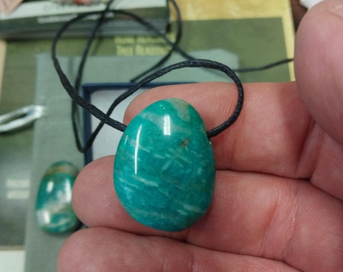 Amazonite Pendant- Black Cord- Gift Box- Gift-Yourself- Friends-Family-Loved One-Gift Box