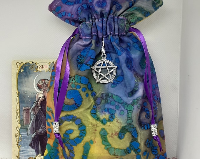 Deluxe Tarot cards pouch Bag, lined pouch, handmade - Charm- Beads- New Design