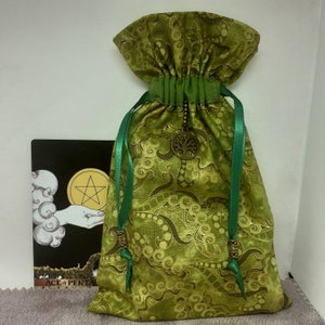 Deluxe Tarot Karten Tasche, gefütterte Tasche, handgefertigt - Charm-Tibetanische Silberperlen-Neues Design
