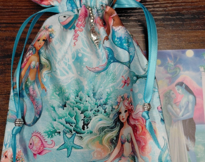 Deluxe Tarot cards pouch Bag, lined pouch, handmade - Charm-Tibetan Silver Beads- New Design