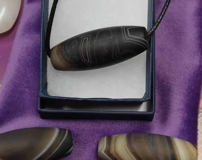 Shiva-Agate-Pendant- Black Cord-Gift-Yourself-Friends-Family-Loved One- NEW- Gift Box