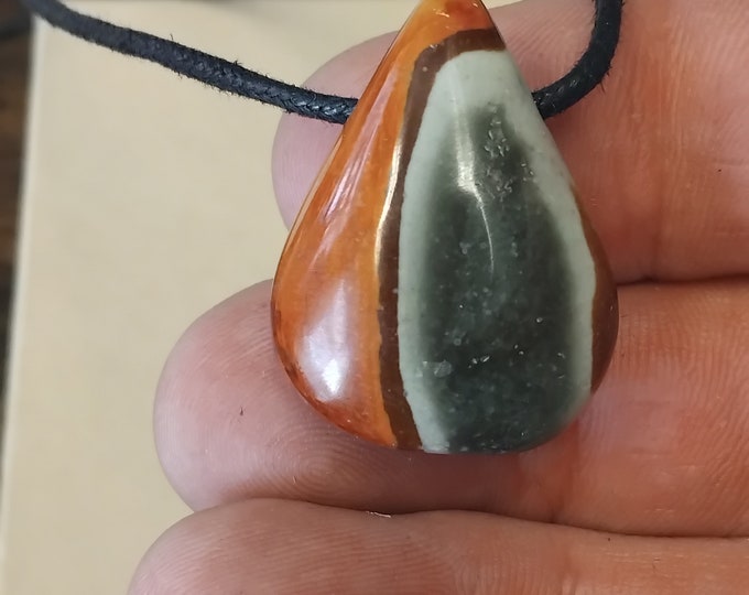 Polychrome Jasper Pendant Necklace- Cord - Gift-Yourself- Friends-Family-Loved One-Gift Box