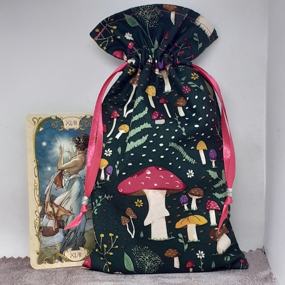 Super Slim-Deluxe Tarot cards pouch Bag, lined pouch, handmade - Tibetan Silver Beads- New Design