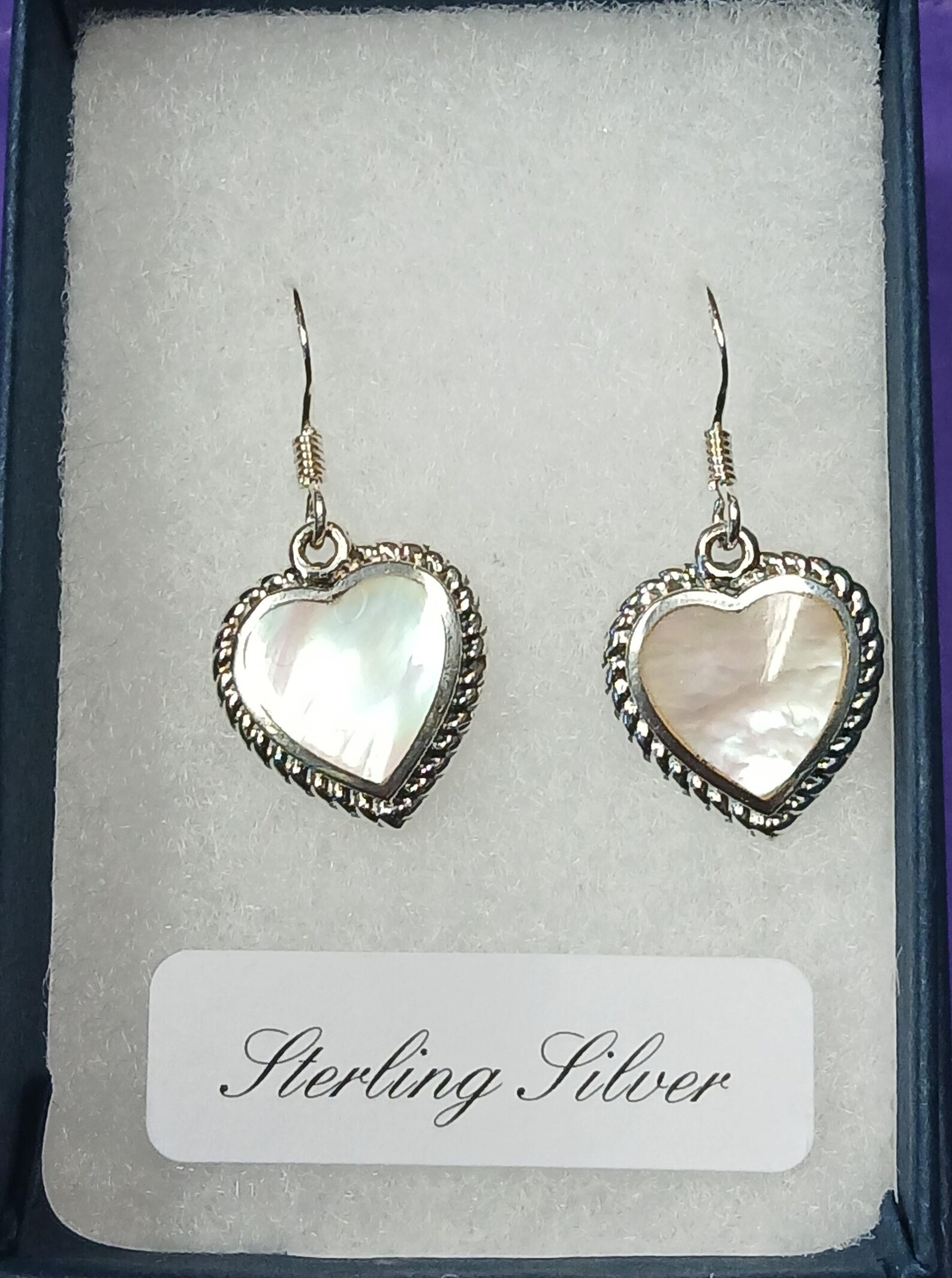 Heart Shaped Mother Of Pearl Earrings