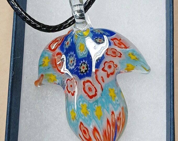 Hand Blown Colourful Glass Pendant - Pendant- Black Cord - Gift-Yourself- Friends-Family-Loved One-Gift Box