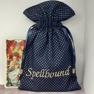 Deluxe Tarot Karten Beutel Tasche, gefütterter Beutel, handgefertigt -Stickerei- Spellbound -Tibetanische Silberperlen- Neues Design